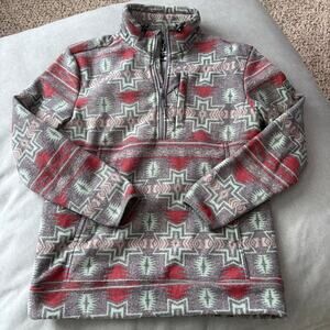 Powder River Outfitters Panhandle Aztec Fleece Pullover Gray Medium